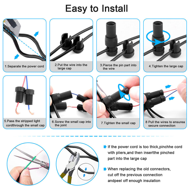 24 Pack Low Voltage Wire Connector - iCreating Landscape Lighting Connectors Waterproof Low Voltage Connectors 12-20 Gauge Low Voltage Wire Connectors for Landscape Lighting Path Lights