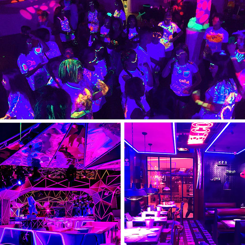 32.8ft UV Blacklight LED Strip Lights - iCreating UV LED Strip Lights 395nm to 405nm Blacklight LED Strip Light, 12V Flexible Black Light LED Strips, Non-Waterproof for Party, Stage Lighting, Body Paint