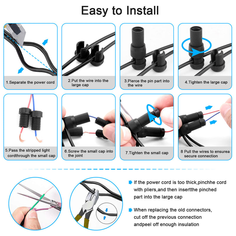 8 Pack Low Voltage Wire Connector - iCreating Landscape Lighting Connectors Waterproof Low Voltage Connectors 12-20 Gauge Low Voltage Wire Connectors for Landscape Lighting Path Lights