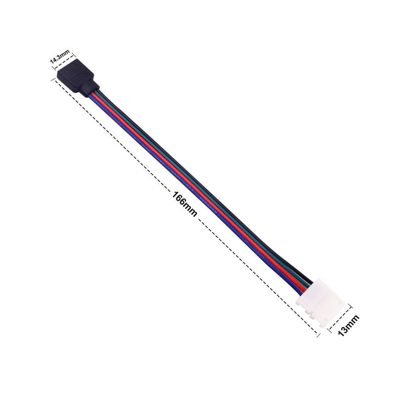 iCreating 10PCS LED 5050 RGB Strip Light Connector 4 Pin Conductor 10 mm Wide Strip to Controller Jumper Solderless Clamp On Pigtail Adapter for 5050 Color Changing Flexible LED Strip light