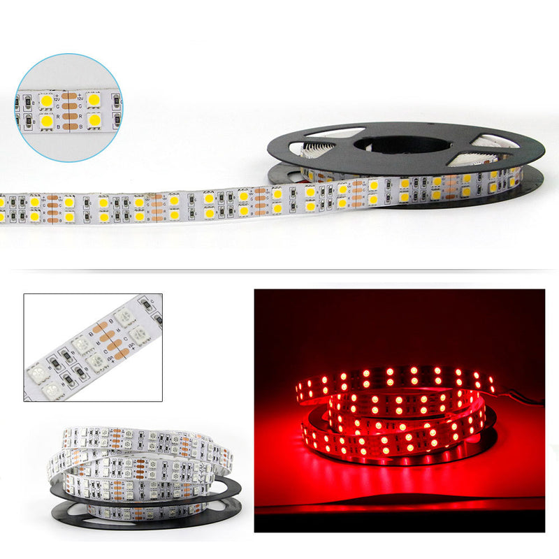 Double Row 5050 RGB LED Strip Light - iCreating 2020 New Design 16.4ft  DC 12V SMD5050 Color Change Flexible LED Strip Lights with 600 LEDs