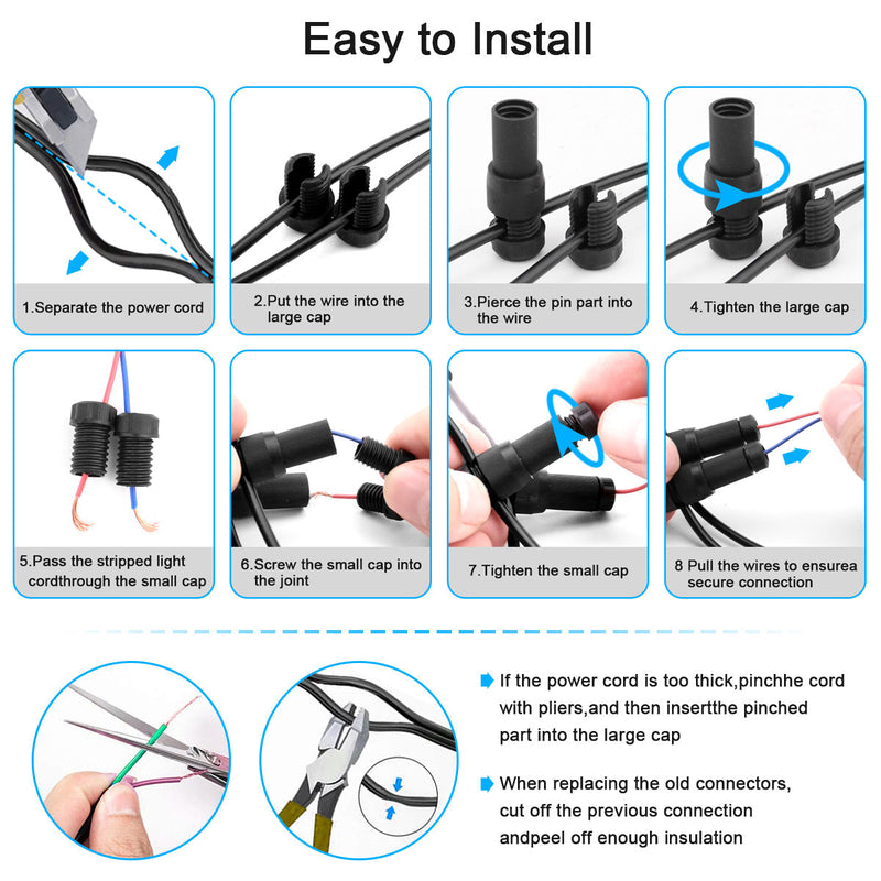 10 Pack Low Voltage Wire Connector - iCreating Landscape Lighting Connectors Waterproof Low Voltage Connectors 12-20 Gauge Low Voltage Wire Connectors for Landscape Lighting Path Lights