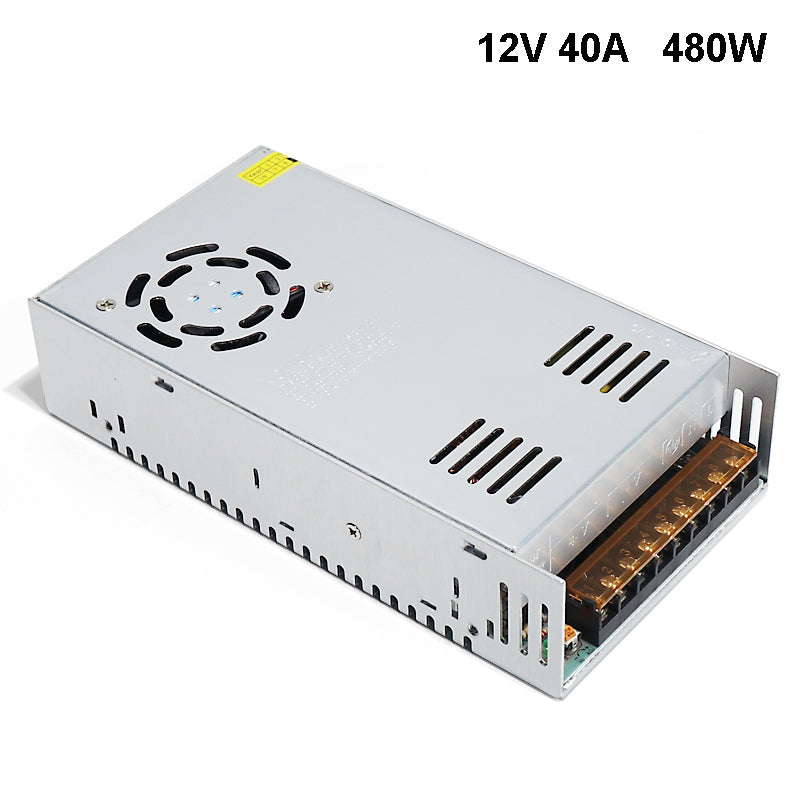 iCreating 12V 40A DC Universal Regulated Switching Power Supply 480W for CCTV, Radio, Computer Project, LED Strip Lights, 3D Printer