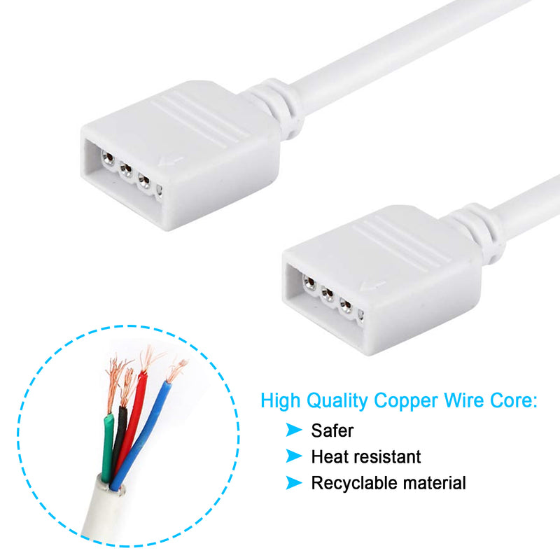 RGB LED Strip Extension Cable - 2PCS 16.4ft 5M RGB Extension Cable Cord Wire 4 Pin LED Strip Connector with 2 Way RGB Splitter Cable, RGB LED Strip Jumper, 4Pin Male to Male Connector, Cable Holder