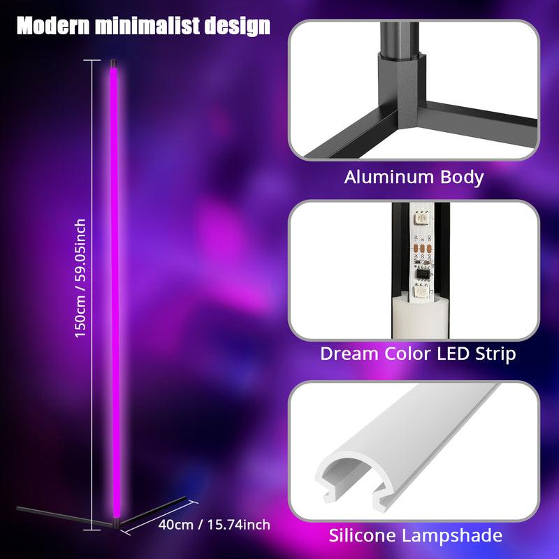 LED Black Lights - UV LED Corner Floor Lamp, Blacklight Corner Lights, 60'' Corner Lamp, Black Light Corner Lighting for Glow Party, Body Paint, Fluorescent Poster, Glow in The Dark
