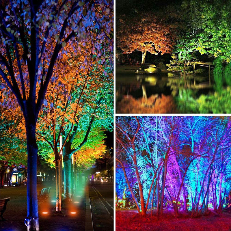 RGB Low Voltage Well Lights, 10W RGB LED Landscape Well Lights Low Voltage 12V Outdoor Waterproof IP67 In-Ground Lights Color Changing Landscape Lighting for Christmas Decoration, Driveway, Deck, Step (1 Pack)