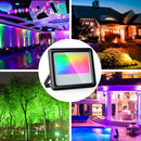 2 Pack 100W RGB LED Flood Light, Bluetooth Smart Floodlights RGBW Color Changing APP Control, Outdoor Waterproof Landscape Lights Dimmable 2700K, 5700K White, 16 Million Colors&Timing& Music Sync