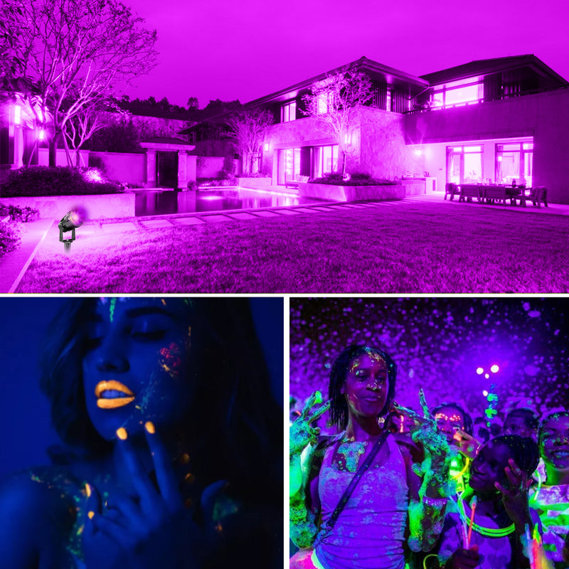 10W LED Black Lights Outdoor UV Landscape Lights Blacklight Landscape Lighting IP66 Low Voltage for Dance Party Glow in The Dark Stage Lighting Aquarium Body Paint Fluorescent Poster Neon Glow (4Pack)