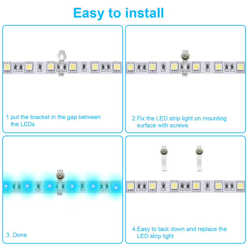 200 Pack LED Strip Clips - iCreating LED Light Strip Mounting Bracket Clips for 10mm Wide IP65 Waterproof 5050 3528 2835 5630 LED Strip Light, One Side Fixing, with 200pcs Screws and 1pcs Screwdriver