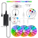 LED Strip Lights 50ft Bluetooth - iCreating 15m RGB Music Sync LED Light Strip Kit App Control with 24key IR Remote and 12V Power Supply Color Changing 5050 LED Tape Lights for Home, Bedroom, Kitchen