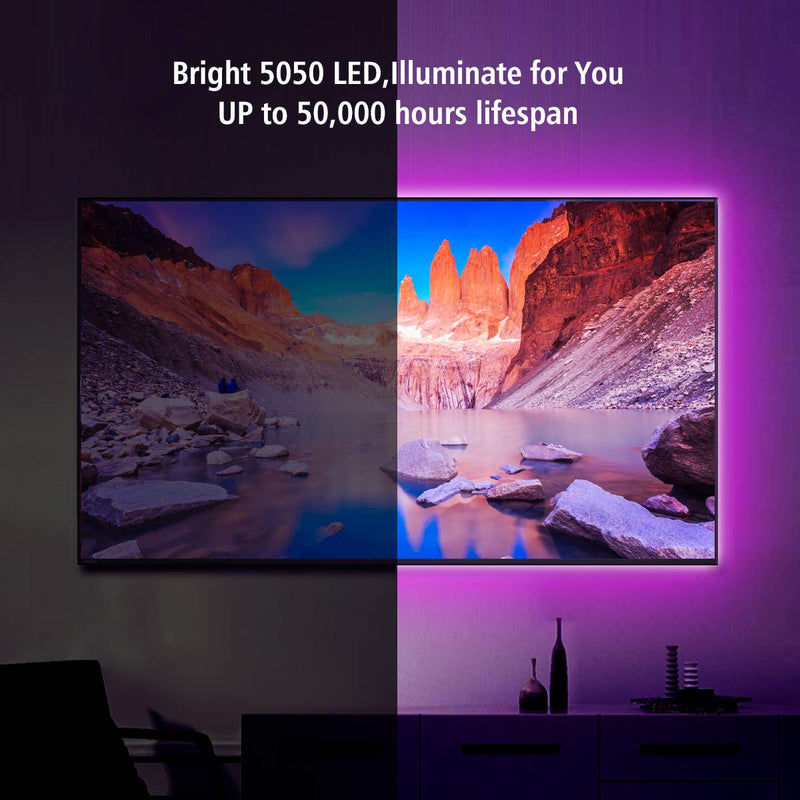 16.4ft 5050 RGB LED Strip Light, iCreating 2020 New Design DC 12V SMD5050 Color Change Flexible LED Strip Lights with 300 LEDs