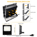 LED Flood Light Outdoor, 2Pack IP66 Waterproof Outside Security Plug in Backyard Flood Lights Super Bright 5000K Daylight White with Outlet for Exterior Backyard Home House Security