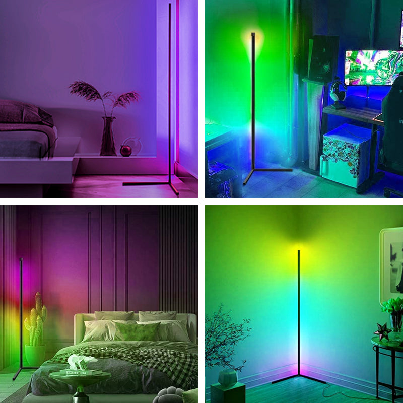 2Pack RGB LED Corner Lamp, LED RGB Color Changing Corner Floor Lamp, Dimmable Corner LED Light with Bluetooth APP and Remote Control, 60" Corner Lighting for Living Room, Bedroom