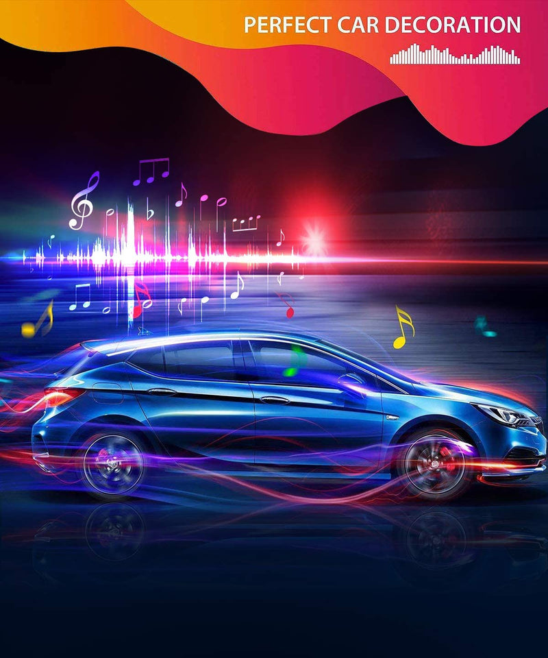 Dreamcolor Car Interior LED Strip Lights with APP and IR Remote, Upgraded 2-in-1 Design 4PCS 72 LEDs Interior Car Lights, DIY Color LED Lighting Kits Sync to Music with Super Length Wires for Various Car