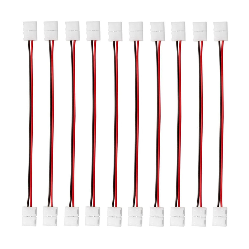 3528 2 Pin LED Strip Jumper Connector - iCreating 10PCS iCreating 12V Single Color Solderless LED Light Strip Wire Tape Connectors for 8mm Wide Flexible SMD 3528 2835 Single Color LED Strip Lights