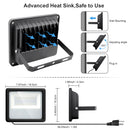 2 Pack 100W RGB LED Flood Light, Bluetooth Smart Floodlights RGBW Color Changing APP Control, Outdoor Waterproof Landscape Lights Dimmable 2700K, 5700K White, 16 Million Colors&Timing& Music Sync