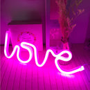 Pink Love LED Neon Sign - LED Neon Light Wall Signs Battery or USB Operated Art Decorative Lights Wall Decor for Home Children Baby Living Room Christmas Wedding Party Decoration