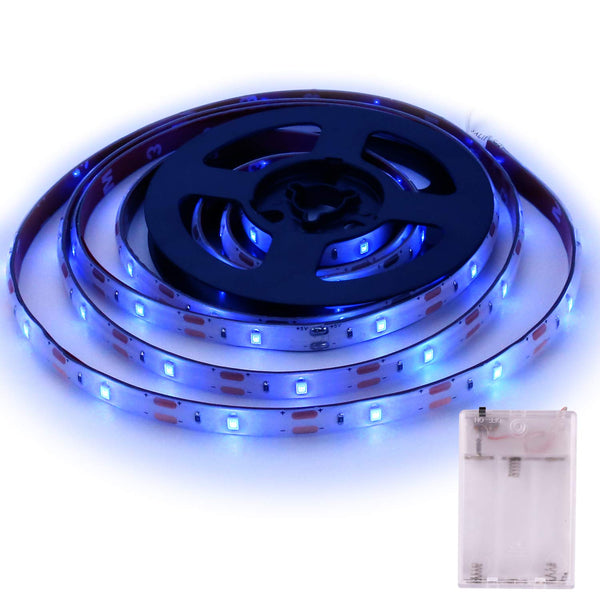 Blue LED Strip Lights - iCreating 2020 New Design Battery Powered LED Light Strip Kit with 6.6FT 2M SMD 3528 IP65 Waterproof Super Bright LED Tape Light, Battery Case