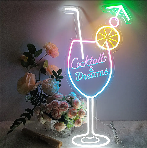 Cocktail Glasses Neon Sign