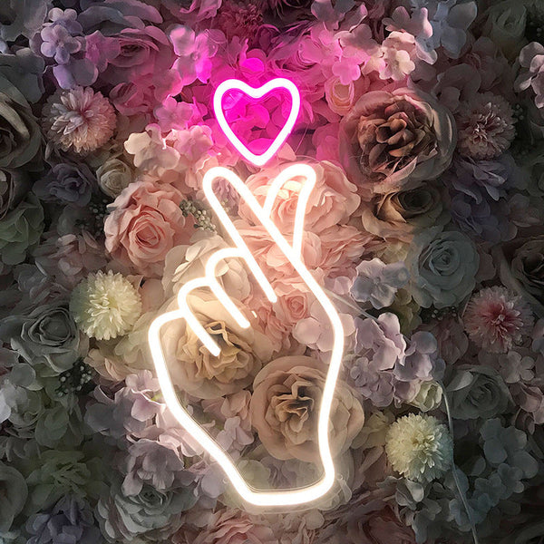 Finger Heart Neon Sign