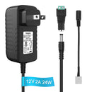 12V 2A LED Strip Power Supply 24W - iCreating 2020 New DC 12 Volt Universal Portable Power Supply Adapter for LED Strip Light, CCTV Camera with 5.5/2.1 Female Barrel Connector, 3528 2pin LED Connector