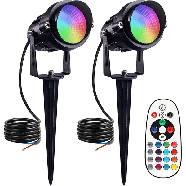 12W RGBW Low Voltage Landscape Lights Warm White and RGB Color Changing Landscape Lighting 12V LED Outdoor Waterproof spotlights for Yard Garden (2 Pack)