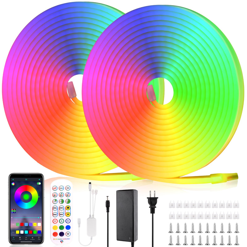 LED Neon Light, iCreating 32.8ft Neon Rope Lights 12V Outdoor Waterproof DIY Neon LED Strip Lights for Custom Neon Signs, Room, Bedroom, Wall, Car Underglow, Wedding (Power Adapter Included)